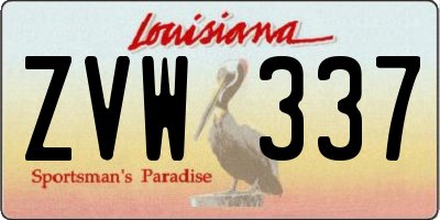 LA license plate ZVW337