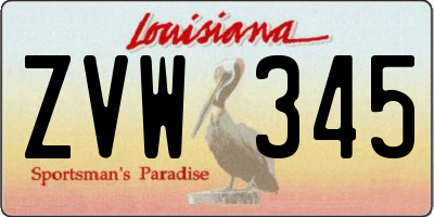 LA license plate ZVW345