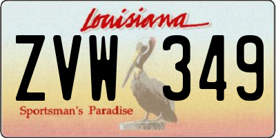 LA license plate ZVW349