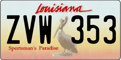 LA license plate ZVW353