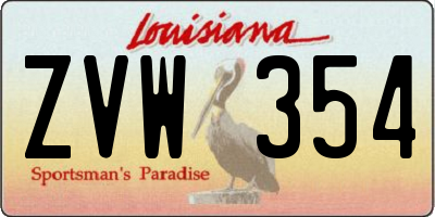 LA license plate ZVW354