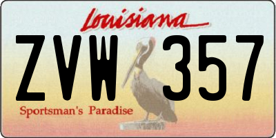 LA license plate ZVW357