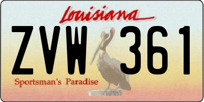 LA license plate ZVW361