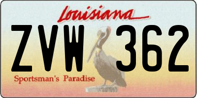 LA license plate ZVW362