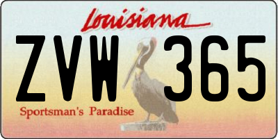 LA license plate ZVW365