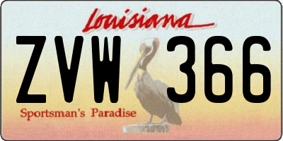 LA license plate ZVW366