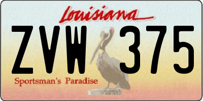 LA license plate ZVW375