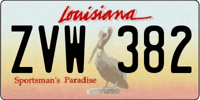 LA license plate ZVW382