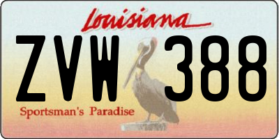 LA license plate ZVW388