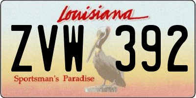 LA license plate ZVW392
