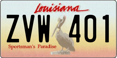 LA license plate ZVW401