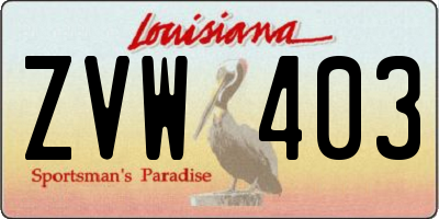 LA license plate ZVW403