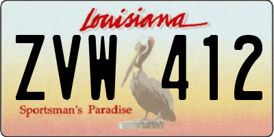 LA license plate ZVW412