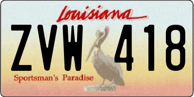 LA license plate ZVW418