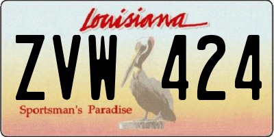 LA license plate ZVW424