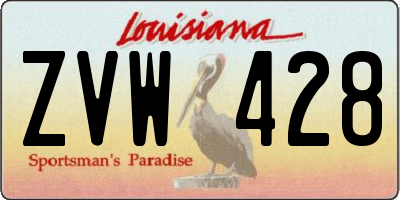 LA license plate ZVW428