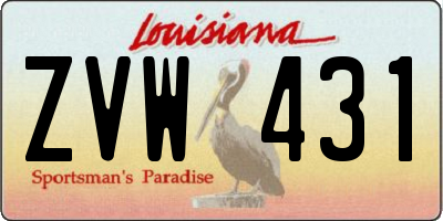 LA license plate ZVW431