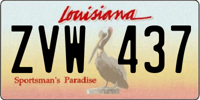 LA license plate ZVW437
