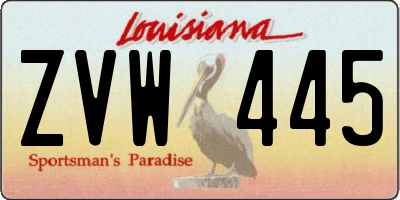 LA license plate ZVW445