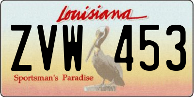 LA license plate ZVW453