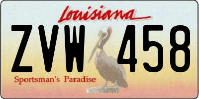 LA license plate ZVW458