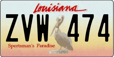 LA license plate ZVW474