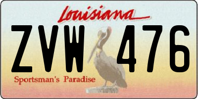 LA license plate ZVW476