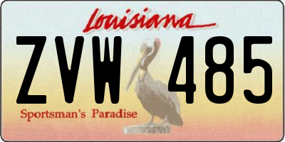 LA license plate ZVW485