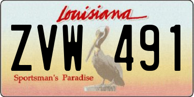 LA license plate ZVW491