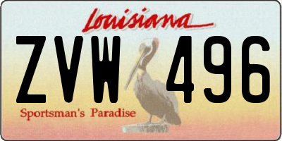 LA license plate ZVW496