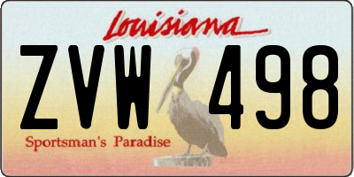 LA license plate ZVW498