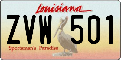 LA license plate ZVW501