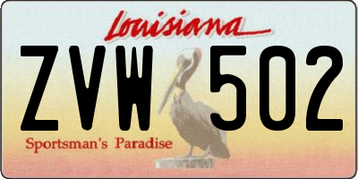 LA license plate ZVW502