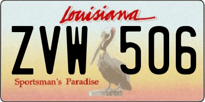 LA license plate ZVW506