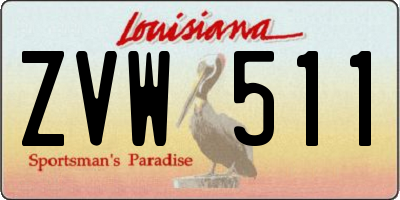 LA license plate ZVW511
