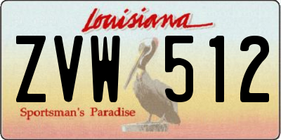 LA license plate ZVW512