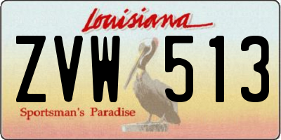 LA license plate ZVW513