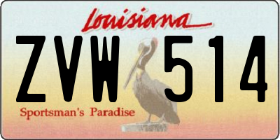 LA license plate ZVW514