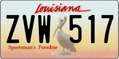 LA license plate ZVW517