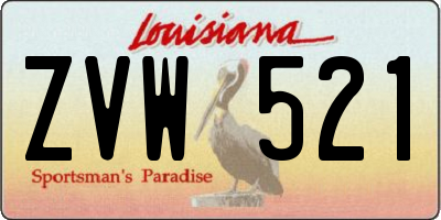 LA license plate ZVW521
