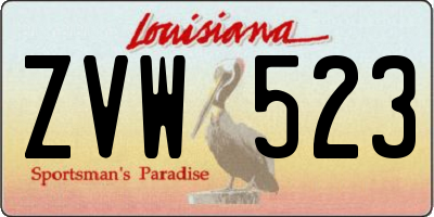 LA license plate ZVW523