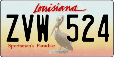 LA license plate ZVW524