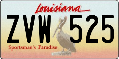 LA license plate ZVW525