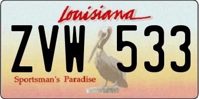 LA license plate ZVW533