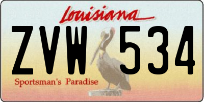 LA license plate ZVW534