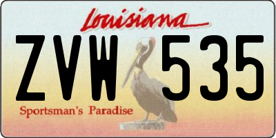 LA license plate ZVW535