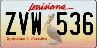 LA license plate ZVW536