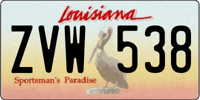 LA license plate ZVW538