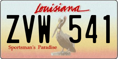 LA license plate ZVW541