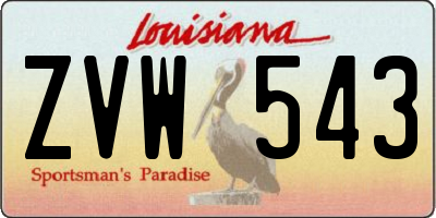 LA license plate ZVW543